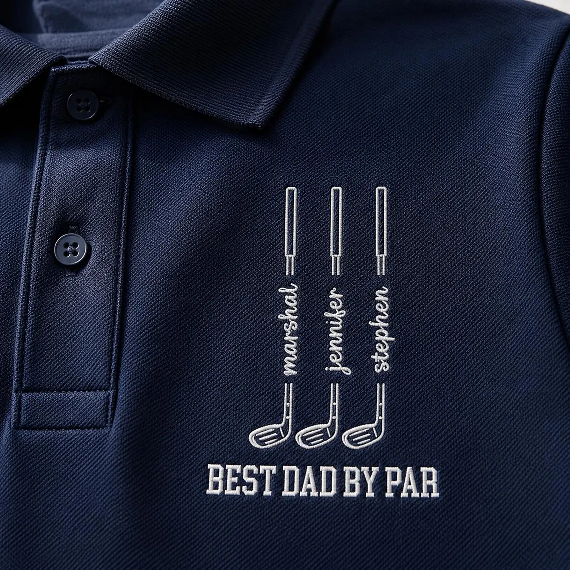 Personalized Dad Polo Shirt, Custom Best Dad By Par Golf Shirt, Father’s Day Gift for Dad or Grandpa, Golf Lover Gift 商品缩略图