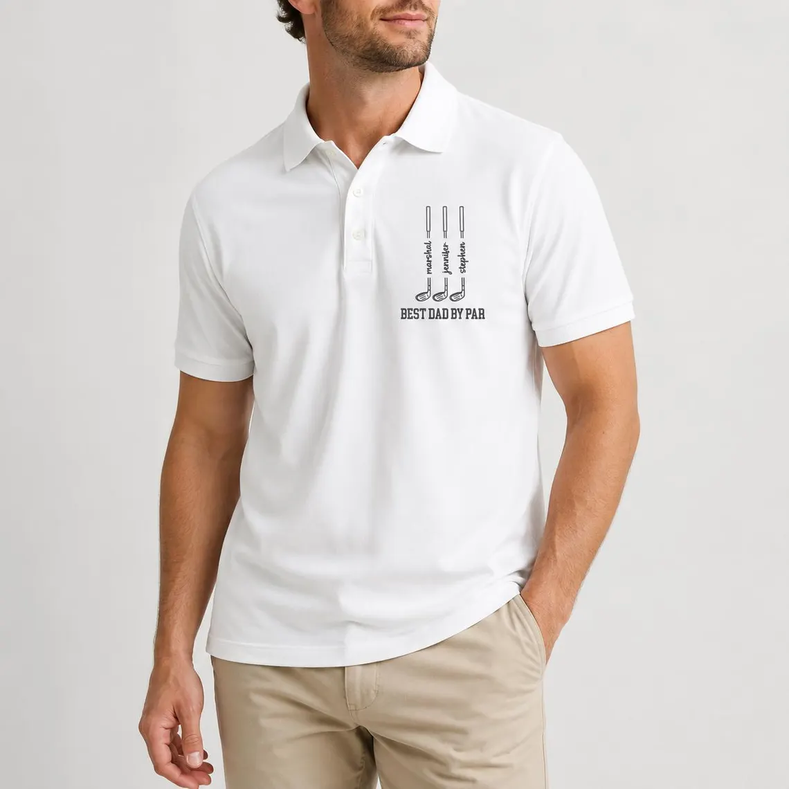 Personalized Dad Polo Shirt, Custom Best Dad By Par Golf Shirt, Father’s Day Gift for Dad or Grandpa, Golf Lover Gift