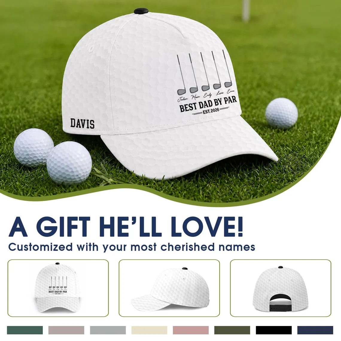 Personalized Best Dad By Par Cap For Dad, Father's Day Golf Gift, Best Grandpa By Par Hat, Dad Birthday Golf Gift, Cap For Golf Lover