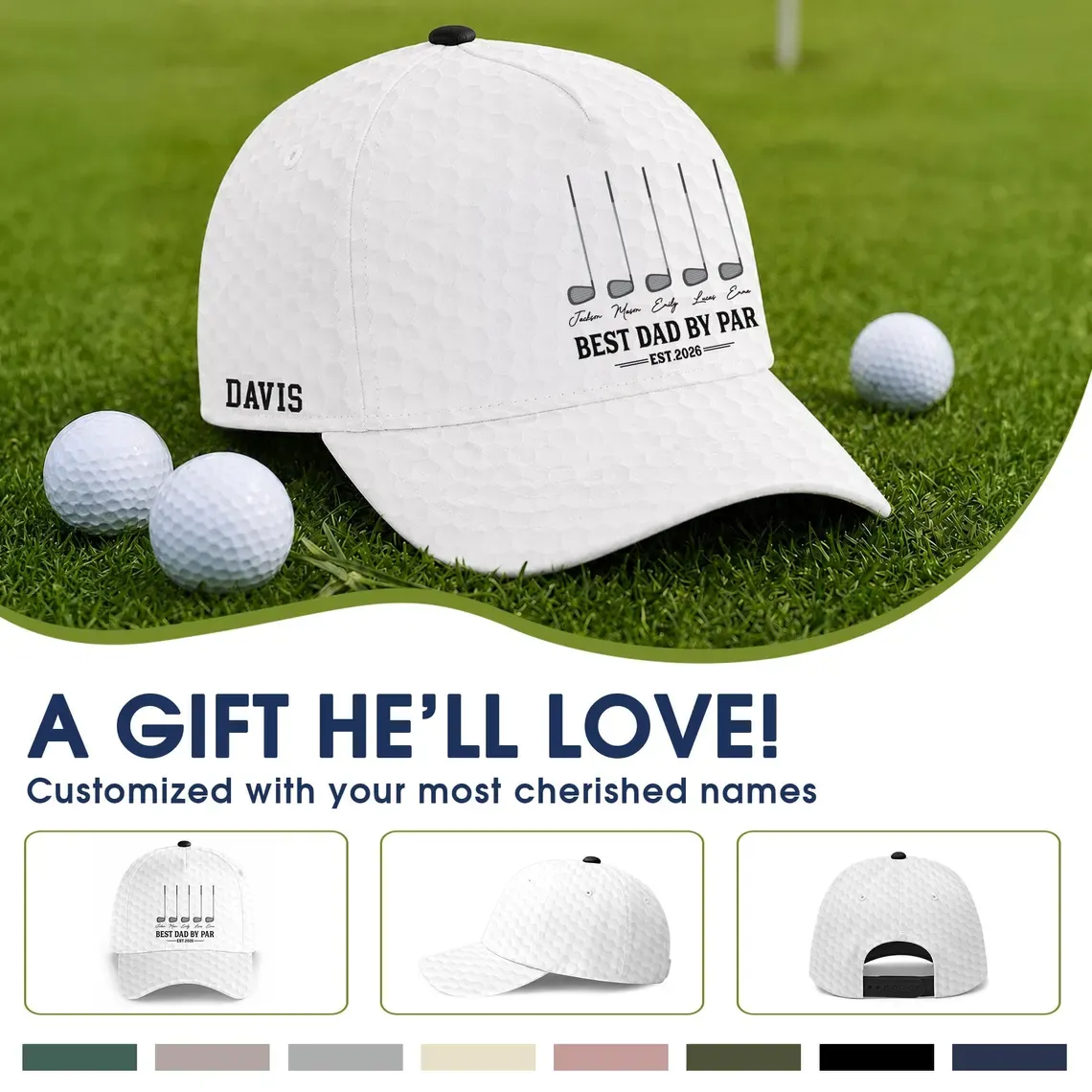 Personalized Best Dad By Par Cap For Dad, Father's Day Golf Gift, Best Grandpa By Par Hat, Dad Birthday Golf Gift, Cap For Golf Lover