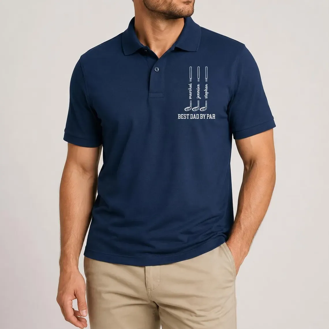 Personalized Dad Polo Shirt, Custom Best Dad By Par Golf Shirt, Father’s Day Gift for Dad or Grandpa, Golf Lover Gift