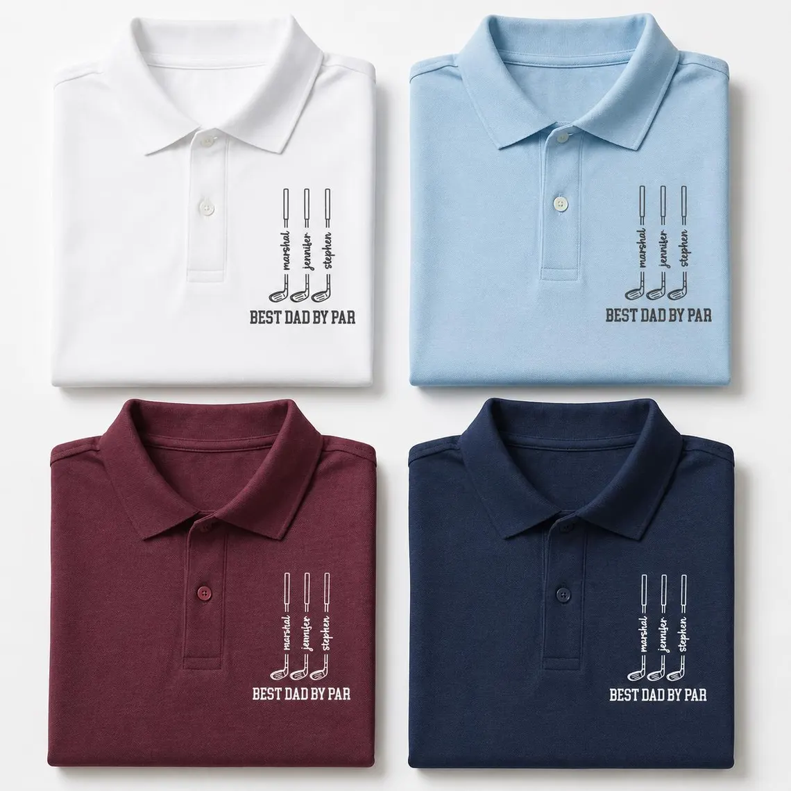 Personalized Dad Polo Shirt, Custom Best Dad By Par Golf Shirt, Father’s Day Gift for Dad or Grandpa, Golf Lover Gift