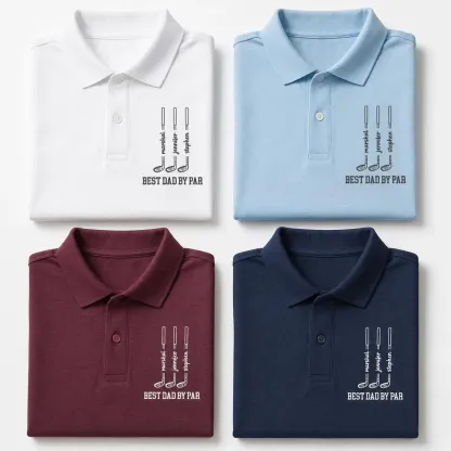 Personalized Dad Polo Shirt, Custom Best Dad By Par Golf Shirt, Father’s Day Gift for Dad or Grandpa, Golf Lover Gift