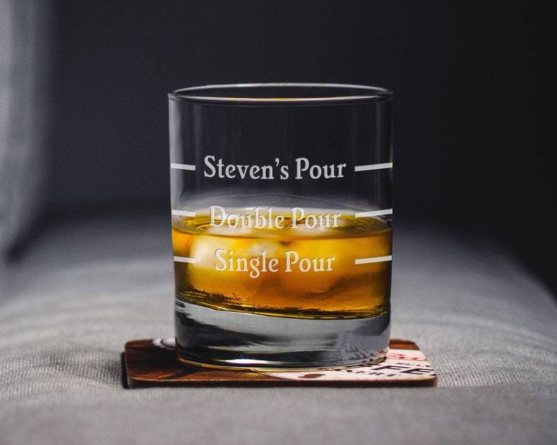 Custom Pour Line Whiskey Glass. Funny Whiskey Glass. Single Pour Double Pour Your Pour. Personalized Rocks Glass. Whiskey Gift