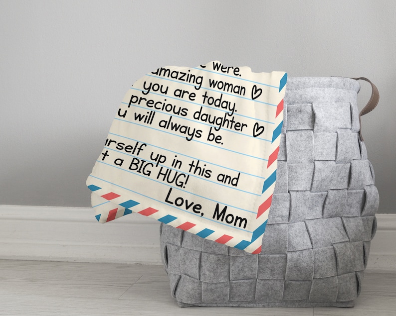 Daughter Blanket, Mom Envelope Letter Blanket, Long Distance Blanket, Mom Loves You Blanket