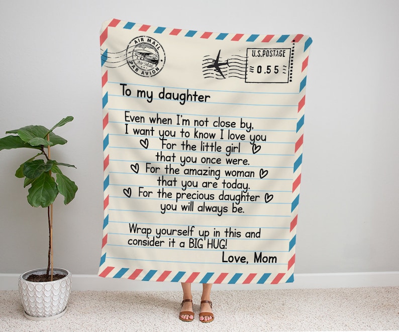 Daughter Blanket, Mom Envelope Letter Blanket, Long Distance Blanket, Mom Loves You Blanket 商品缩略图