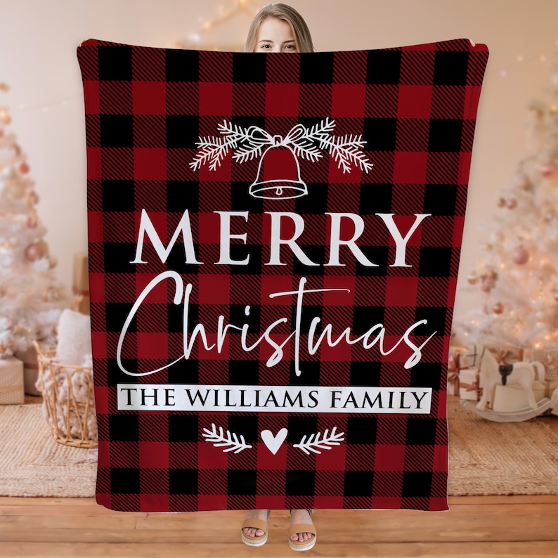 Merry Christmas Blanket | 3 Sizes | Customizable Fleece Christmas Blanket - Christmas Gifts for Mom, Dad, Her, Him 商品缩略图