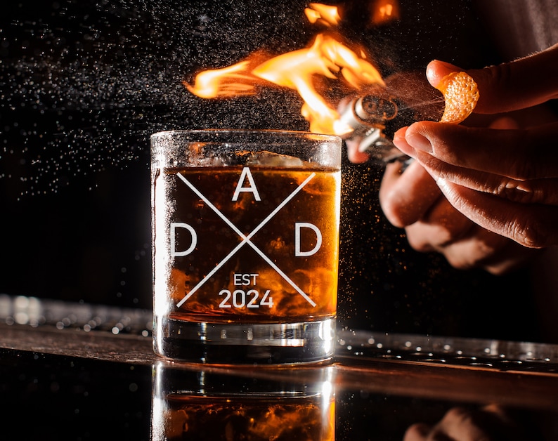 New Dad Whiskey Glass - First Time Dad Whiskey Glass - Gift For Dad - Dad Established 2025 Whiskey Glass, Dad Gifts, Rocks Glass