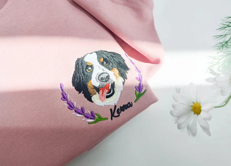 Custom Dog Face Embroidered Sweatshirt,Cat Sweatshirt,Dog Lover Sweatshirt