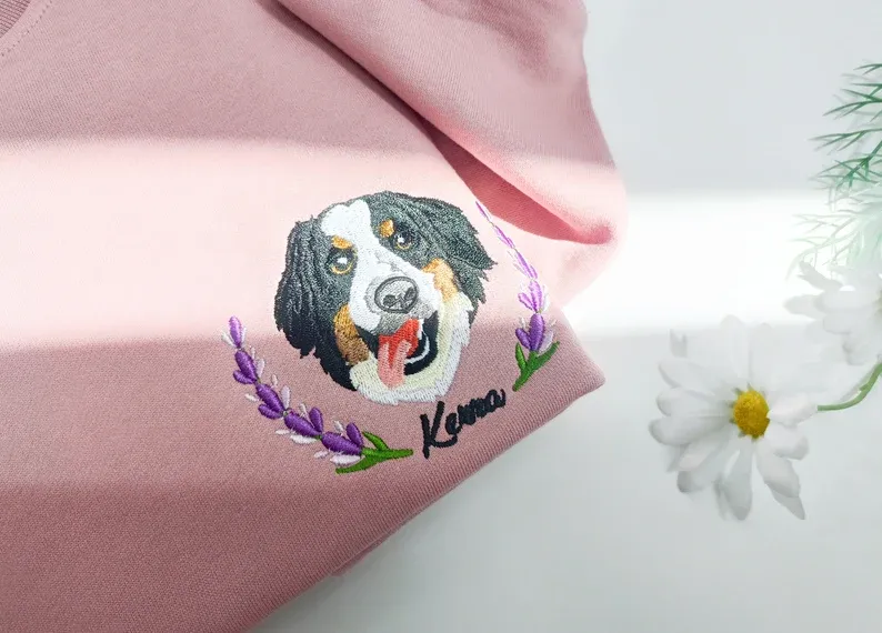 Custom Dog Face Embroidered Sweatshirt,Cat Sweatshirt,Dog Lover Sweatshirt