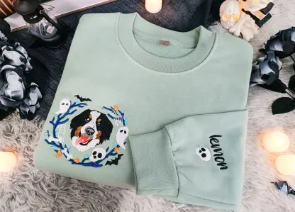 Custom Dog Face Embroidered Sweatshirt From Your Photo,Cat Sweatshirt,Dog Mom Sweatshirt