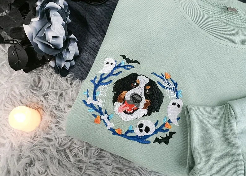Custom Dog Face Embroidered Sweatshirt From Your Photo,Cat Sweatshirt,Dog Mom Sweatshirt