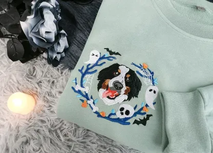 Custom Dog Face Embroidered Sweatshirt From Your Photo,Cat Sweatshirt,Dog Mom Sweatshirt