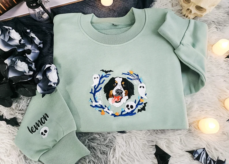 Custom Dog Face Embroidered Sweatshirt From Your Photo,Cat Sweatshirt,Dog Mom Sweatshirt 商品缩略图