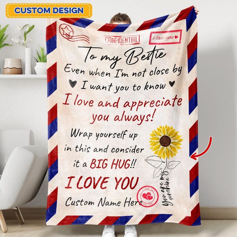 To My Bestie Envelope Blanket, BFF Blanket, Personalized Gift for Besties, Besties for Life Blanket, Soul Sisters Blanket, Friendship Gift 商品缩略图