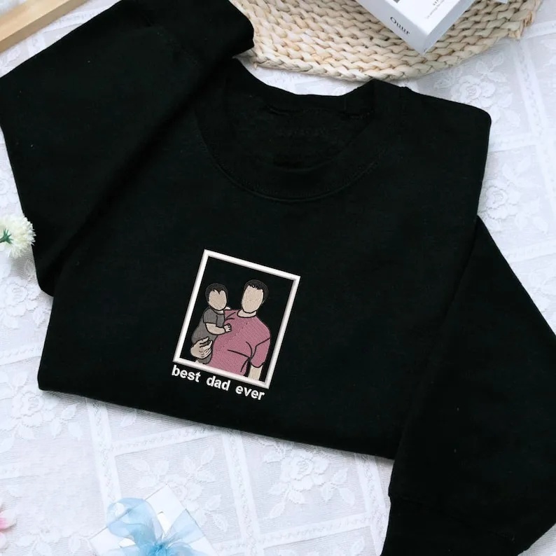 Embroidered Family Couple Portrait t shirt, Custom embroidered photo sweatshirt