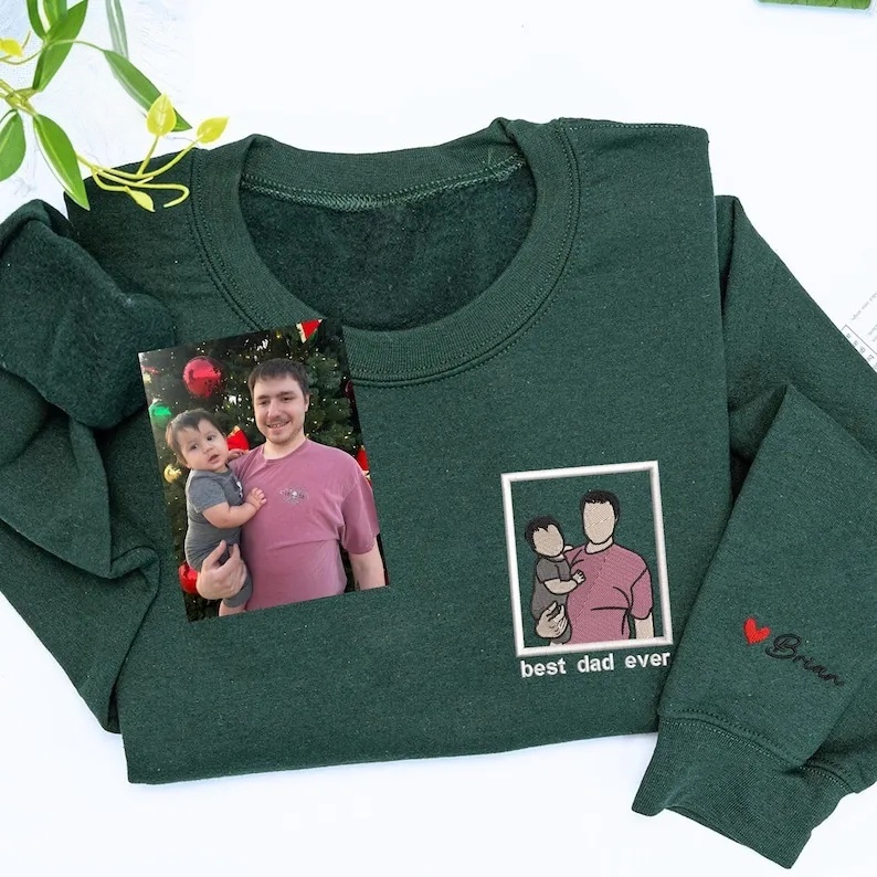 Embroidered Family Couple Portrait t shirt, Custom embroidered photo sweatshirt