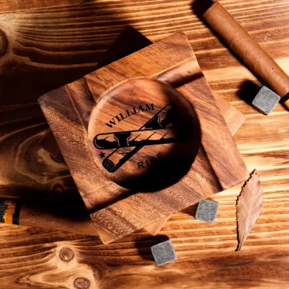 Personalized Cigar Ashtray, Cigar Holder, Unique Ashtray, Walnut wood Ashtray, Cigar Accessory, Husband & Fathers Gift