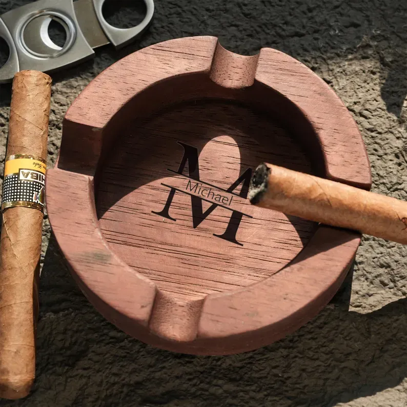 Personalized Name Walnut Cigar Ash Tray