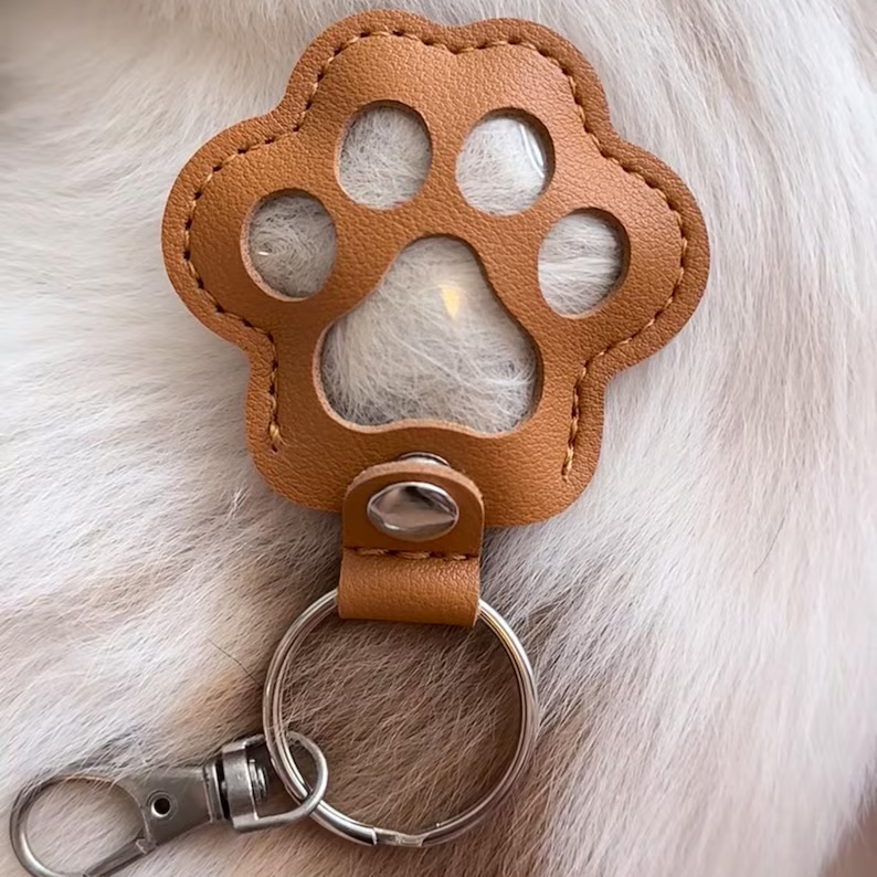 Pet Fur Memorial Keychain-Personalized Pet Hair Keepsake Key Ring-Dog Cat Hair Storage Keyring-Pet Sympathy Gift