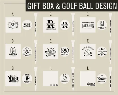 Custom Golf Gift Set with Golf Ball, Tees, Wooden Gift Box: Anniversary Gift for Him, Gift for Dad or Golfer