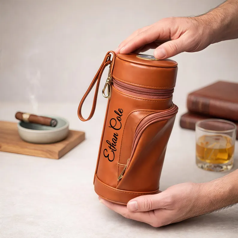 Personalized CIGAR HUMIDOR CASE Cigars Accessories for Men, Fathers Day Gift for Dad Him Grandpa Husband
