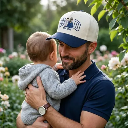 Custom Embroidered Photo on Dad Hat, Personalized Dad Hat, Family Portrait Hat, Unique Birthday Gift For Men, New Dad Gift, Husband Gift
