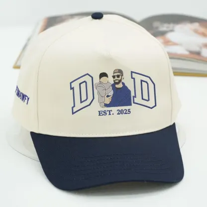 Custom Embroidered Photo on Dad Hat, Personalized Dad Hat, Family Portrait Hat, Unique Birthday Gift For Men, New Dad Gift, Husband Gift