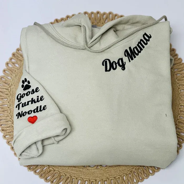 💖Custom Mama Embroidered Sweatshirt with Kids Names sleeve for Mom Mother's Day Birthday Gifts