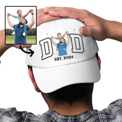 Custom Embroidered Photo on Dad Hat, Personalized Dad Hat, Family Portrait Hat, Unique Birthday Gift For Men, New Dad Gift, Husband Gift