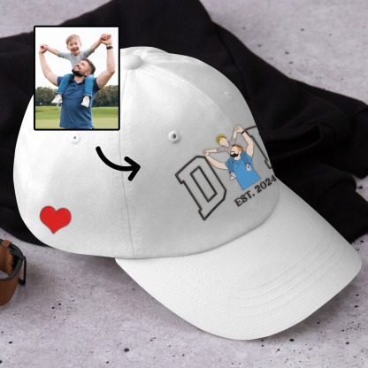 Custom Embroidered Photo on Dad Hat, Personalized Dad Hat, Family Portrait Hat, Unique Birthday Gift For Men, New Dad Gift, Husband Gift