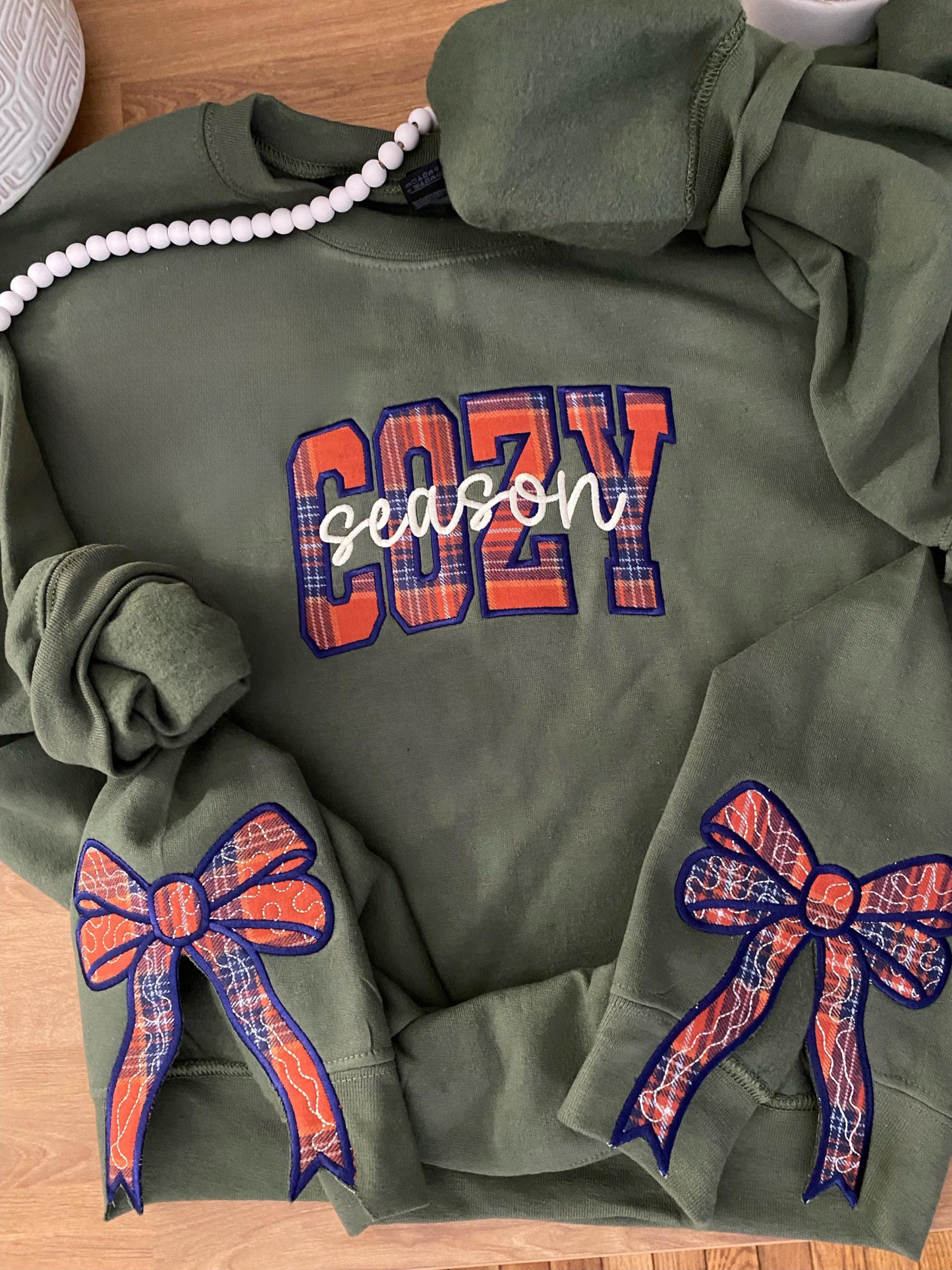 Cozy Season Side Bow Cut-Out Sweatshirt | Plaid Fall Pullover |Trendy Coquette Bow | Cozy Season | Plaid Side Bow | Bow Cut-Out Sweatshirt |