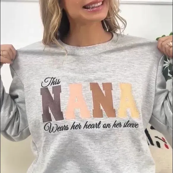 Custom Heart On Sleeve Embroidered Sweatshirt | A Thoughtful Gift For Mum & Grandma