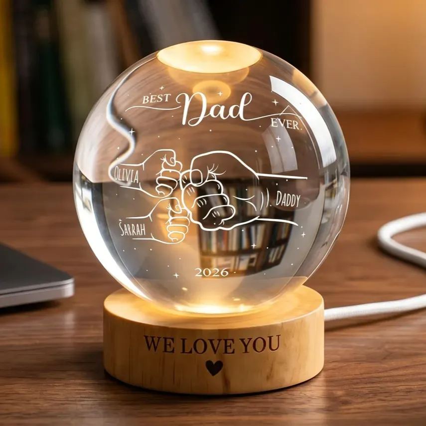 Custom Dad's Fist Crystal Ball Night Light