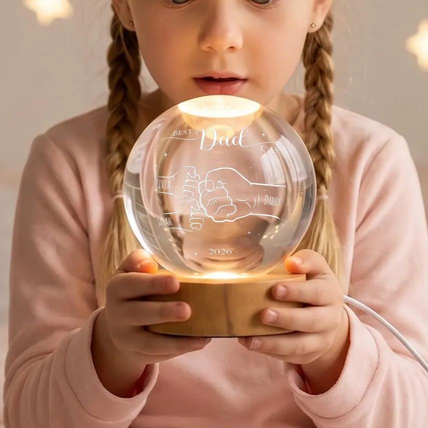 Custom Dad's Fist Crystal Ball Night Light