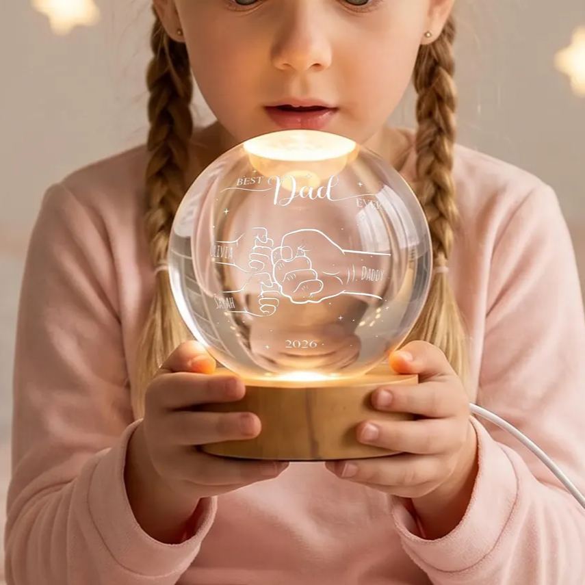 Custom Dad's Fist Crystal Ball Night Light