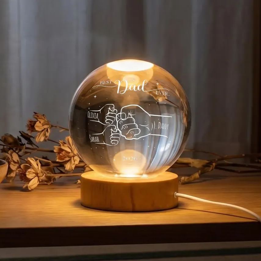 Custom Dad's Fist Crystal Ball Night Light