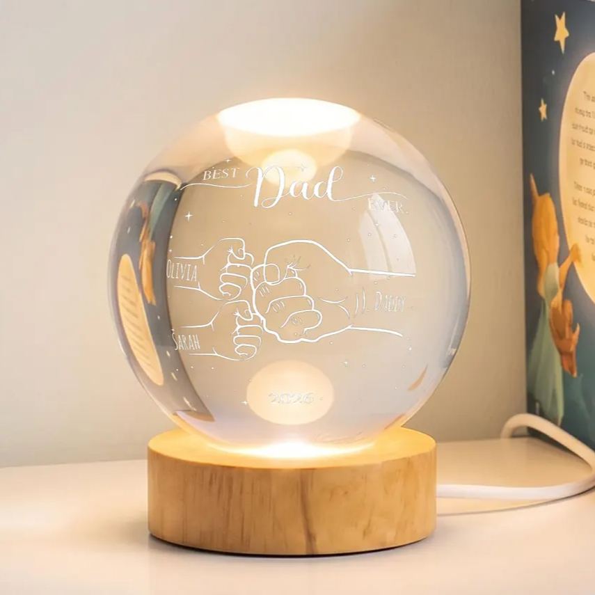 Custom Dad's Fist Crystal Ball Night Light