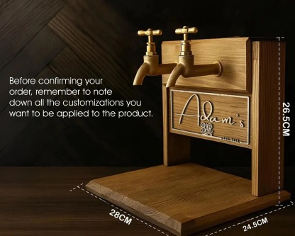 Double Barrel Whiskey Dispenser with Faucets, Personalized Rustic Wooden Liquor Tap for Home Bar, Unique Gift for Men, Women