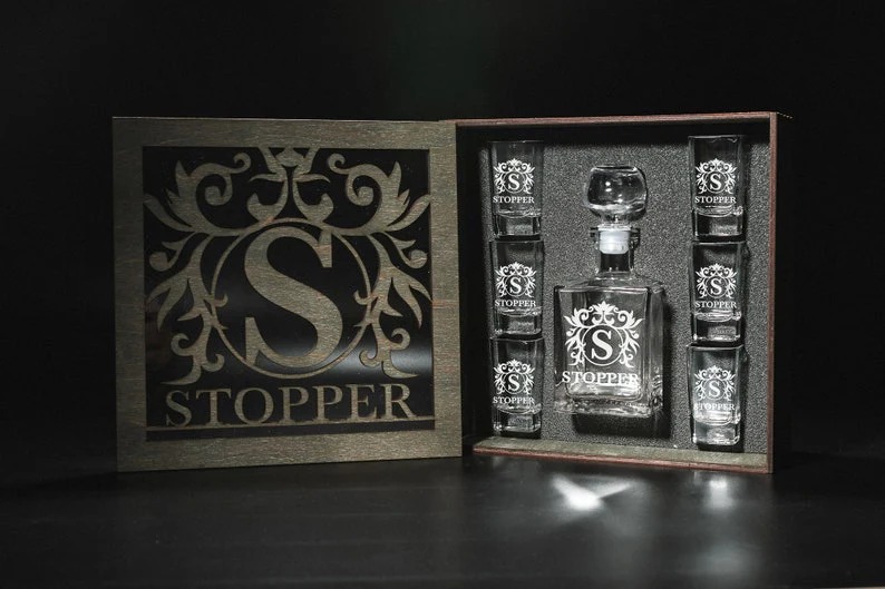 CUSTOM TEQUILA DECANTER SET - Personalized Father's Day Gift for Dad & Grandpa
