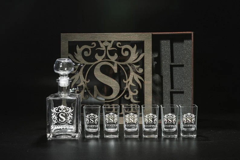 CUSTOM TEQUILA DECANTER SET - Personalized Father's Day Gift for Dad & Grandpa