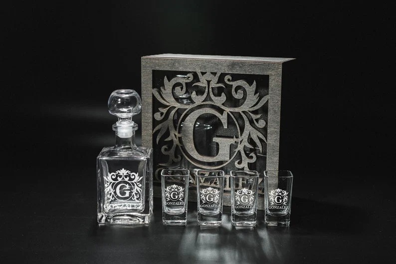 CUSTOM TEQUILA DECANTER SET - Personalized Father's Day Gift for Dad & Grandpa