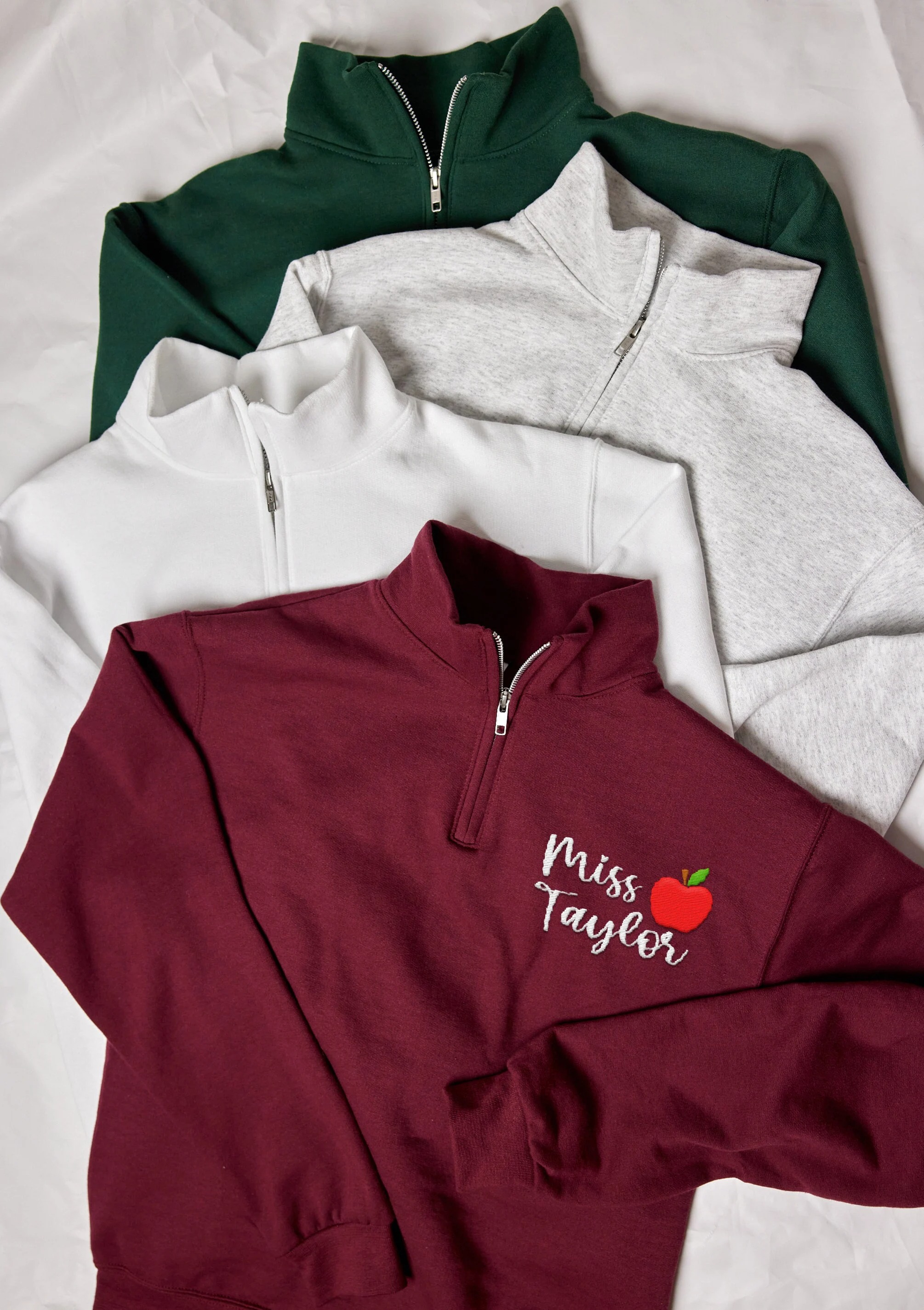 Personalized Teacher Quarter Zip Sweatshirt | Custom Embroidered Name Crewneck