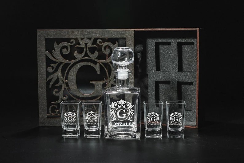 CUSTOM TEQUILA DECANTER SET - Personalized Father's Day Gift for Dad & Grandpa