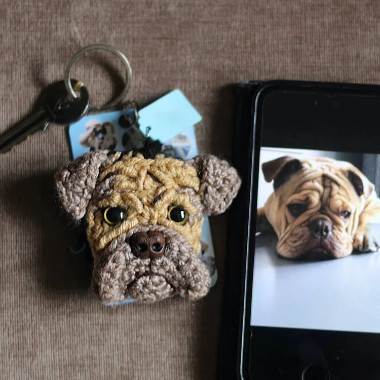 Personalized Crochet Dog Face Keyring 商品缩略图