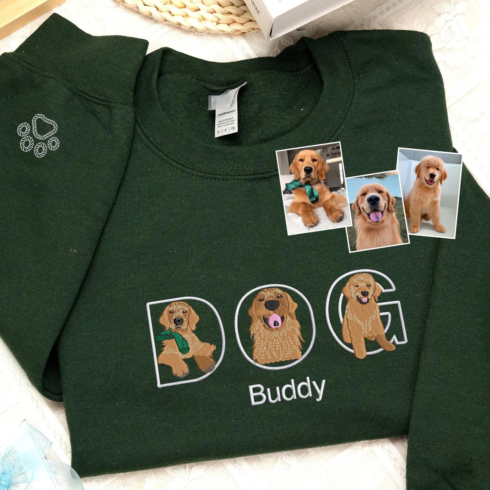 Custom Dog Embroidered Sweatshirt With Photo - Pet Memorial Gift, Gift For pet lover