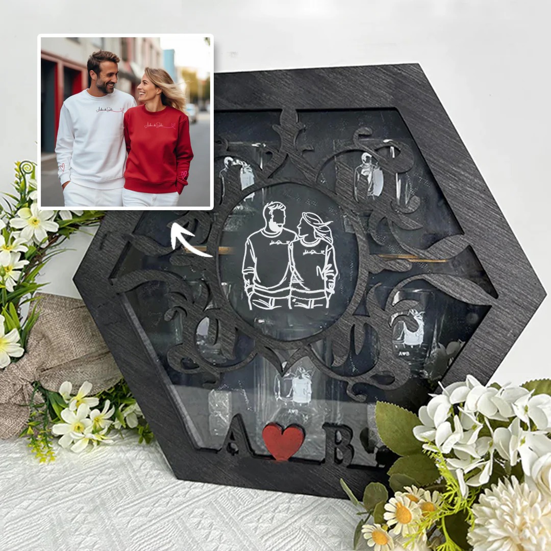 Custom Engraved Outline Photo Whiskey Decanter Set For Whiskey Lovers