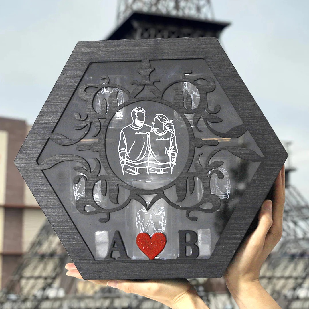 Custom Engraved Outline Photo Whiskey Decanter Set For Whiskey Lovers