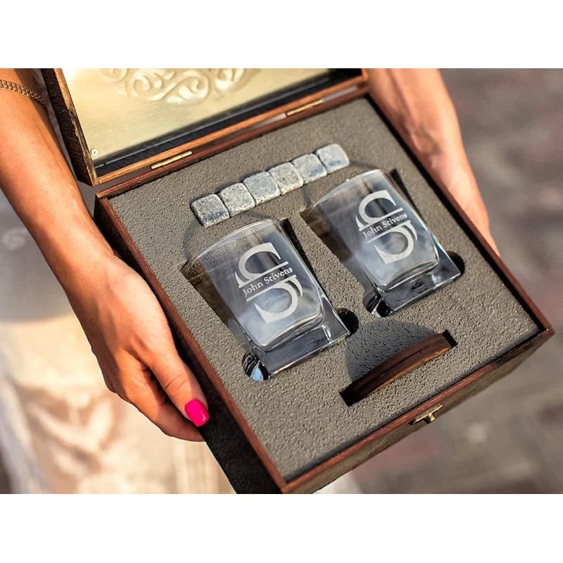 Custom Whiskey Glasses With Whiskey Stones For Whiskey Lovers