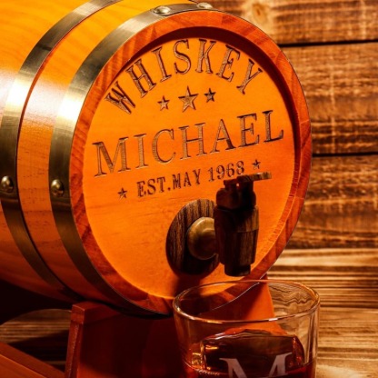 Personalized Engraved 3L Mini Wood Whiskey Barrel - Wedding & Groomsmen Gift for Him
